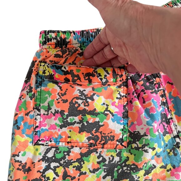 Vtg Ocean Pacific Swim Trunks Boys 14/16 Neon USA 90s OP Board Shorts Surf Camo - Picture 5 of 11